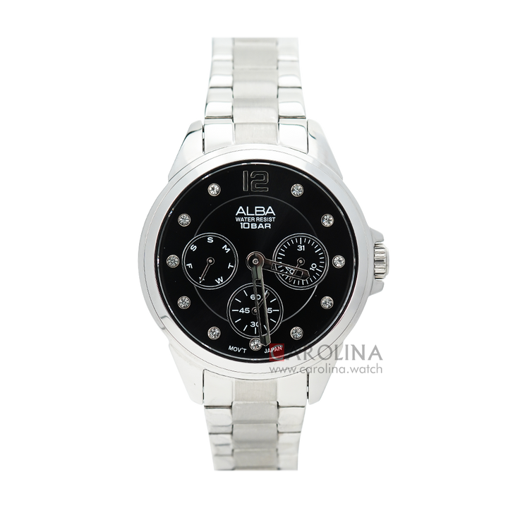 Jam Tangan Alba Fashion AP6635X1 Women Black Dial Stainless Steel Strap