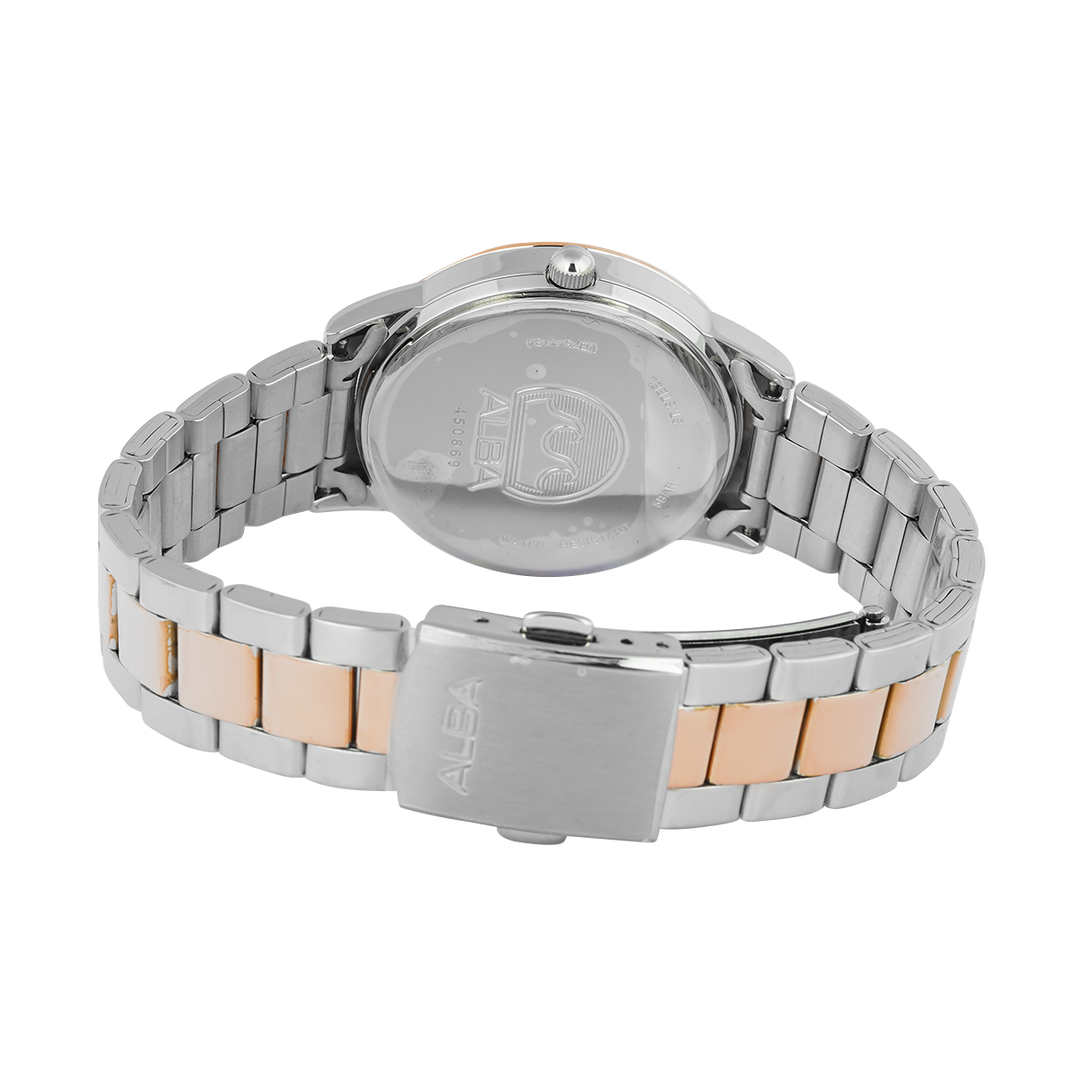 Jam Tangan ALBA AP6724X1 Chronograph Women Silver Dial Dual Tone Stainless Steel Strap