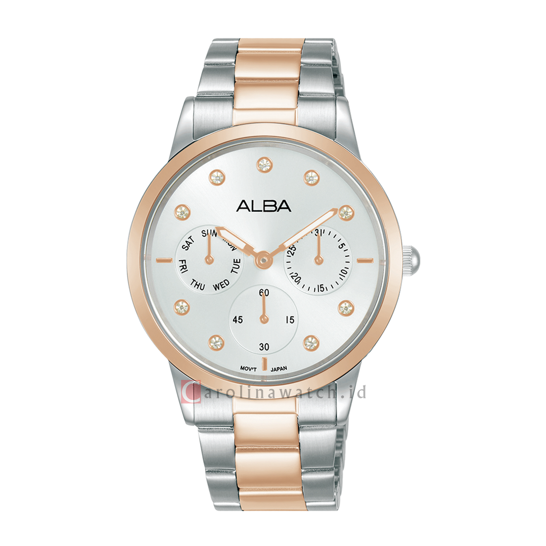Jam Tangan ALBA AP6724X1 Chronograph Women Silver Dial Dual Tone Stainless Steel Strap