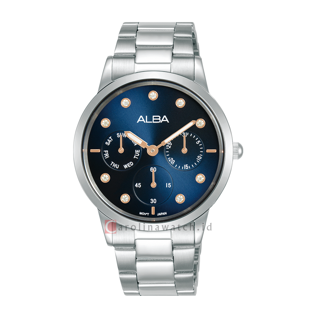 Jam Tangan ALBA AP6727X1 Chronograph Women Blue Dial Stainless Steel Strap