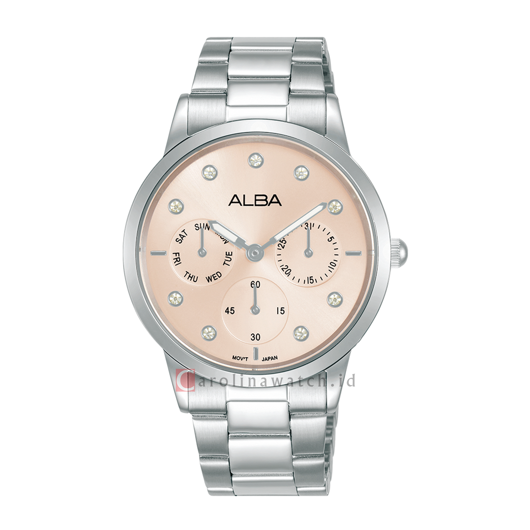 Jam Tangan ALBA AP6729X1 Chronograph Women Nearly Peach Dial Stainless Steel Strap