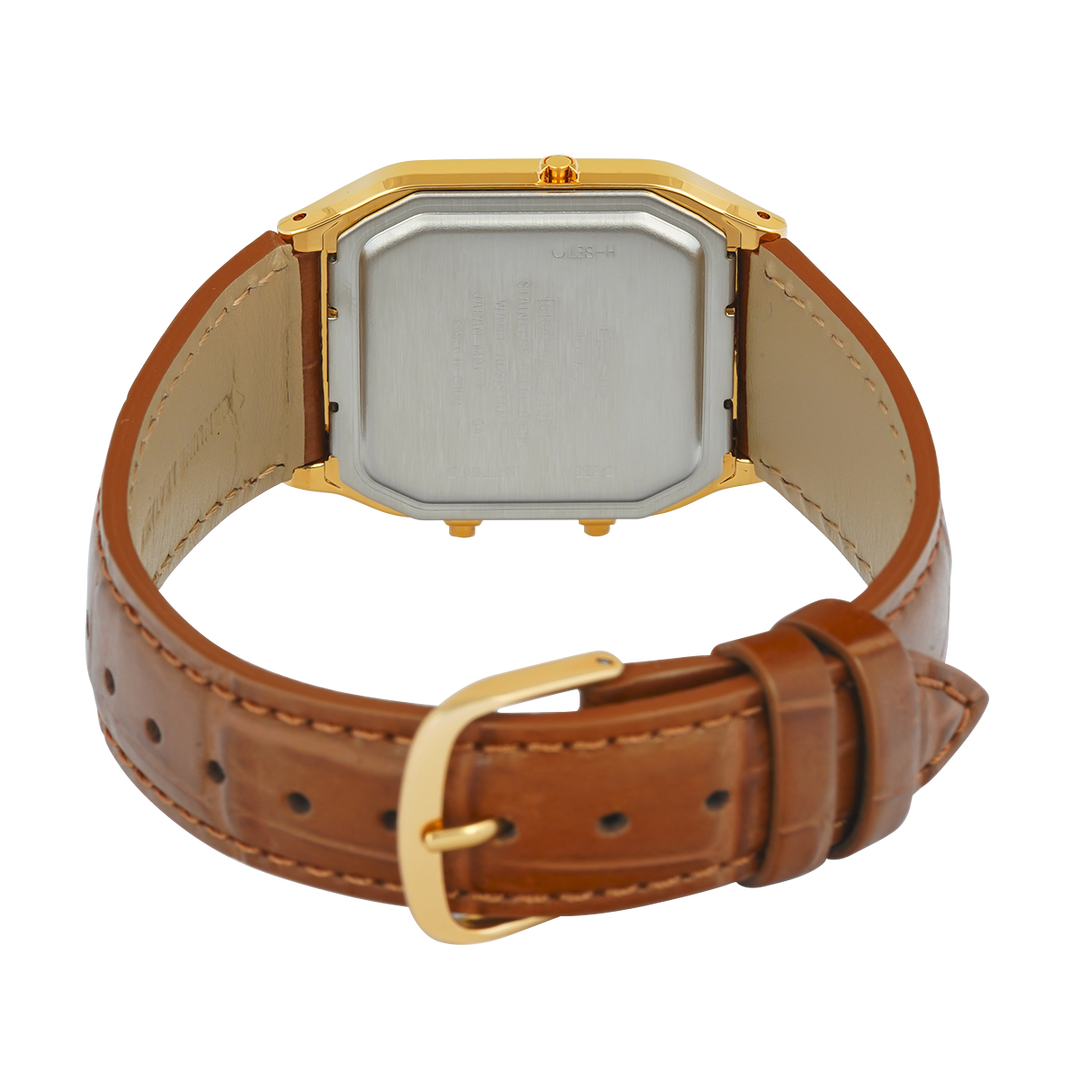 Jam Tangan Casio General AQ-230EGL-9A Unisex Digital Analog Dial Brown Leather Band