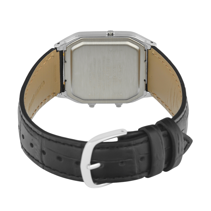 Jam Tangan Casio General AQ-230EL-1A Unisex Black Digital Analog Dial Black Leather Band