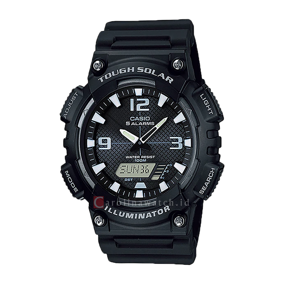 Jam Tangan Casio General AQ-S810W-1A Men Black Digital Analog Dial Black Resin Band