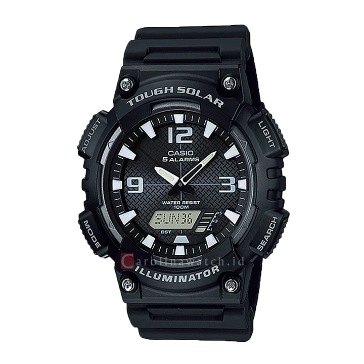 Jam Tangan Casio General AQ-S810W-1A Men Black Digital Analog Dial Black Resin Band