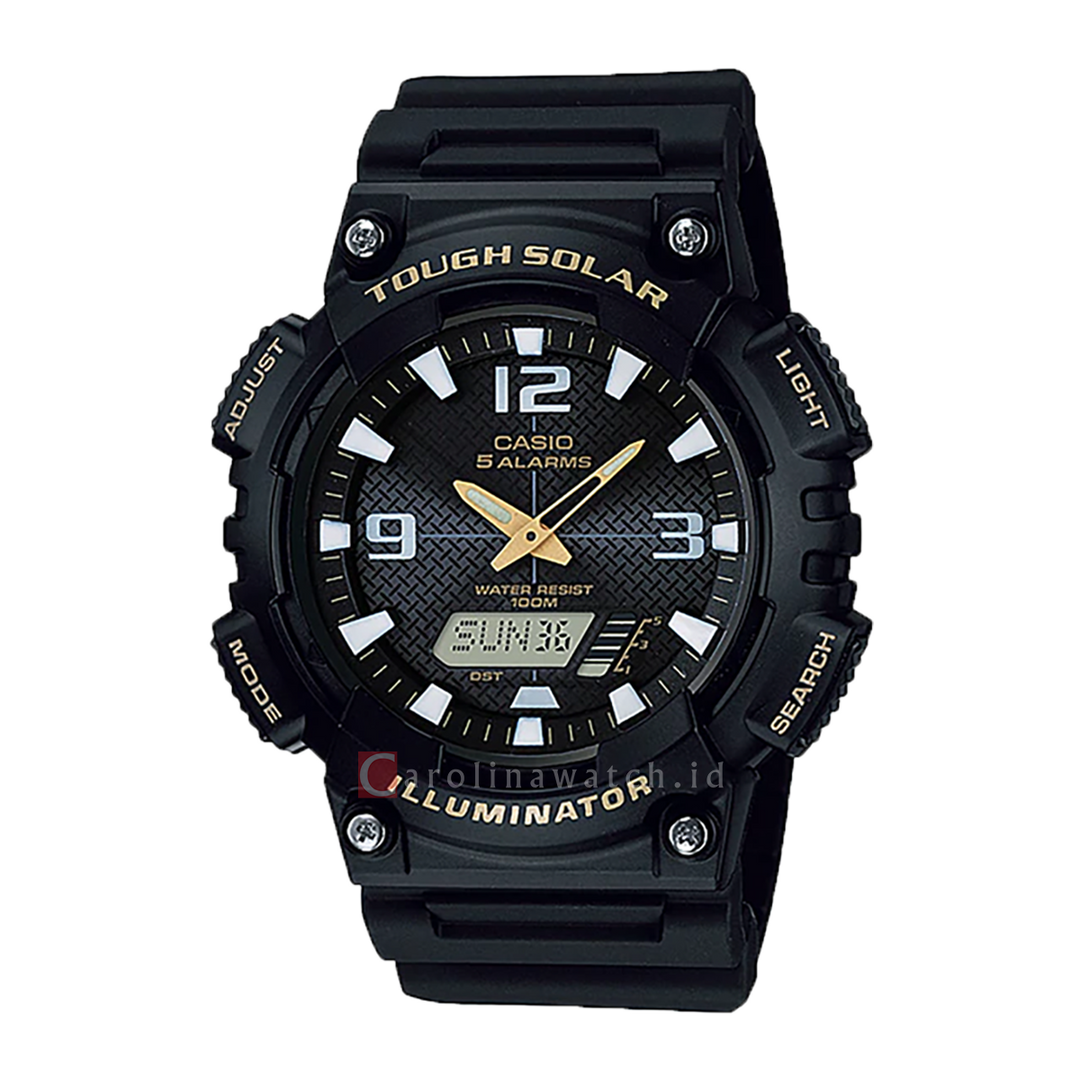 Jam Tangan Casio General AQ-S810W-1B Men Black Digital Analog Dial Black Resin Strap