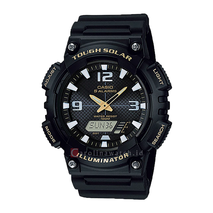 Jam Tangan Casio General AQ-S810W-1B Men Black Digital Analog Dial Black Resin Strap