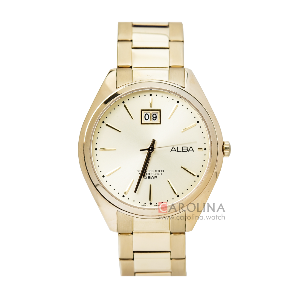 Jam Tangan Alba AQ5134X1 Women Gold Dial Gold Stainless Steel Strap