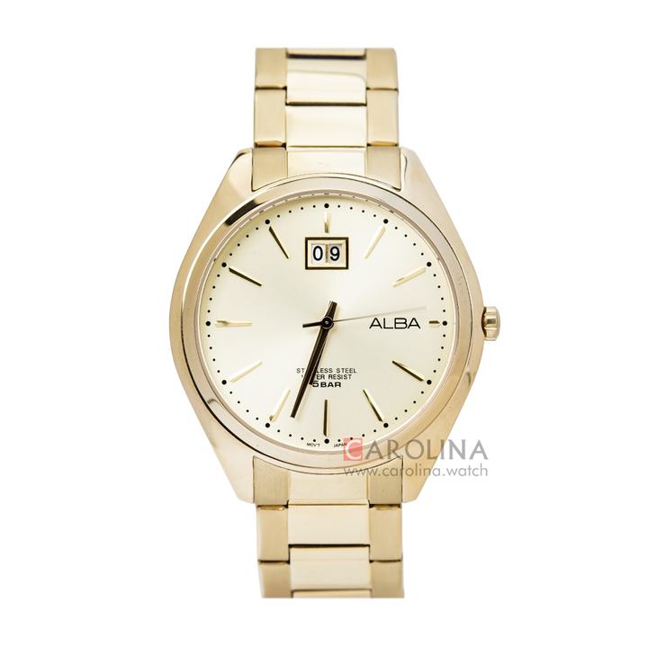 Jam Tangan Alba AQ5134X1 Women Gold Dial Gold Stainless Steel Strap