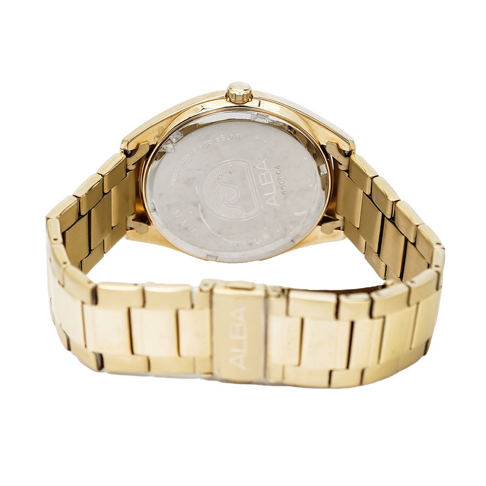 Jam Tangan Alba AQ5134X1 Women Gold Dial Gold Stainless Steel Strap