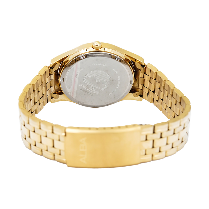 Jam Tangan Alba ARSY10X1 Men Gold Dial Gold Tone Stainless Steel Strap