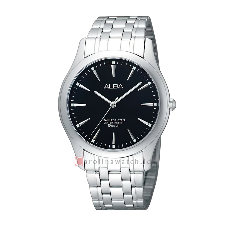Jam Tangan ALBA Prestige ARSY19X1 Men Black Dial Stainless Steel Strap