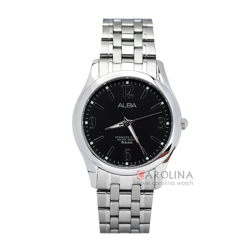 Jam Tangan Alba ARSY23X1 Men Black Dial Stainless Steel Strap