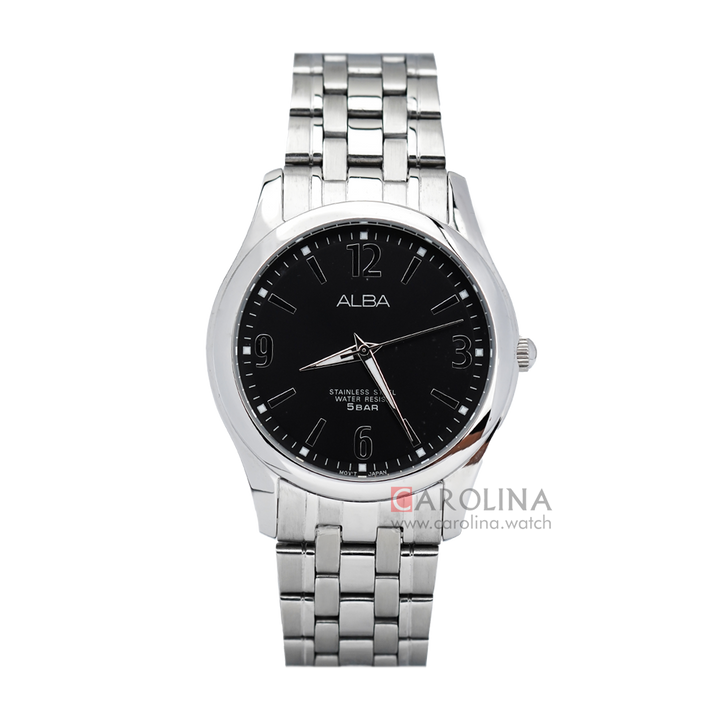 Jam Tangan Alba ARSY23X1 Men Black Dial Stainless Steel Strap