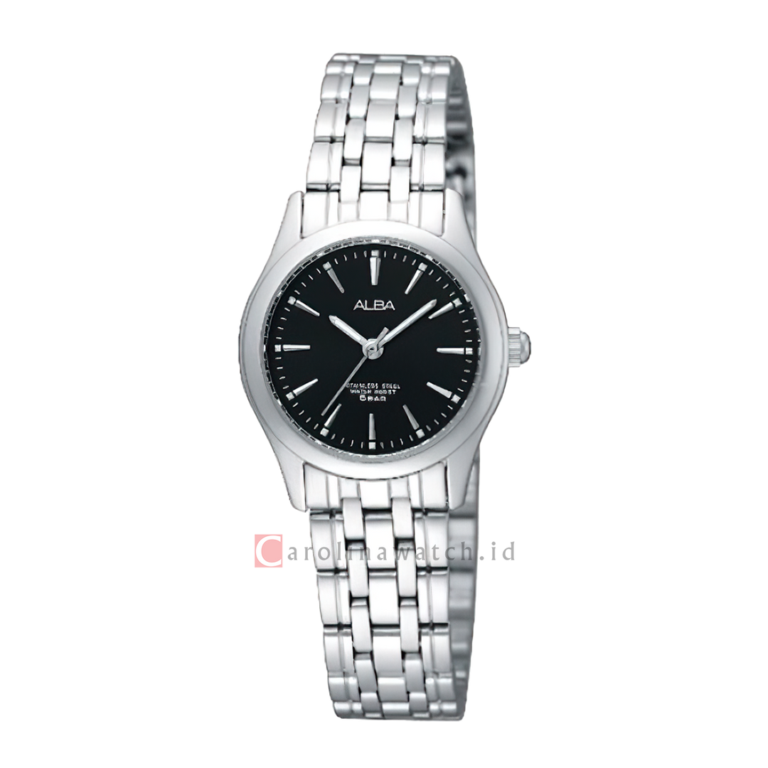 Jam Tangan ALBA ARSY35X1 Women Black Dial Stainless Steel Strap