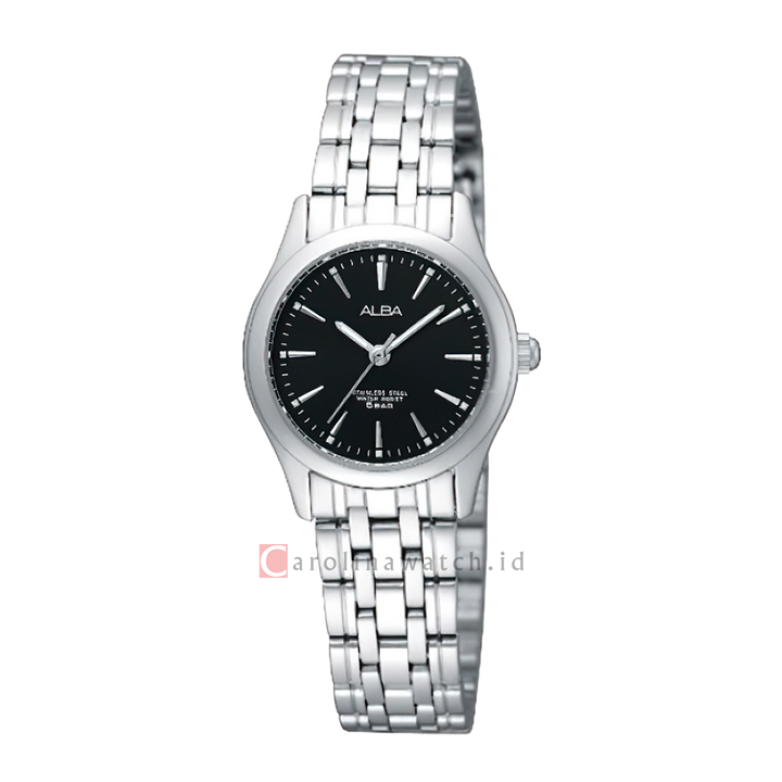 Jam Tangan ALBA ARSY35X1 Women Black Dial Stainless Steel Strap