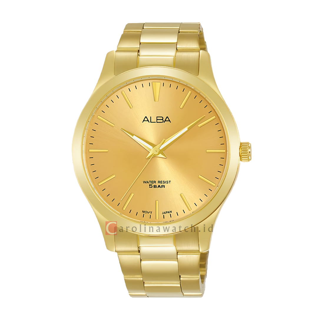 Jam Tangan ALBA Prestige ARSZ02X1 Men Gold Dial Gold Stainless Steel Strap