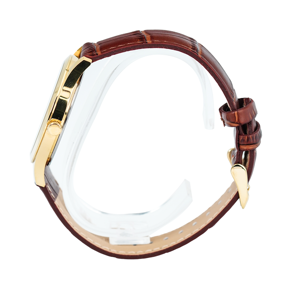 Jam Tangan Alba Prestige ARSZ06X1 Men Gold Dial Brown Leather Strap