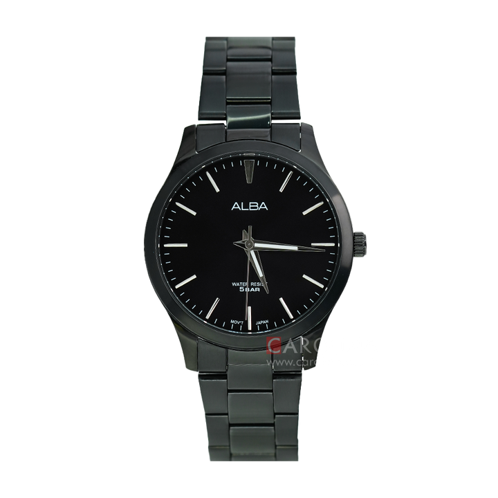 Jam Tangan Alba Prestige ARSZ19X1 Men Black Dial Black Stainless Steel Strap