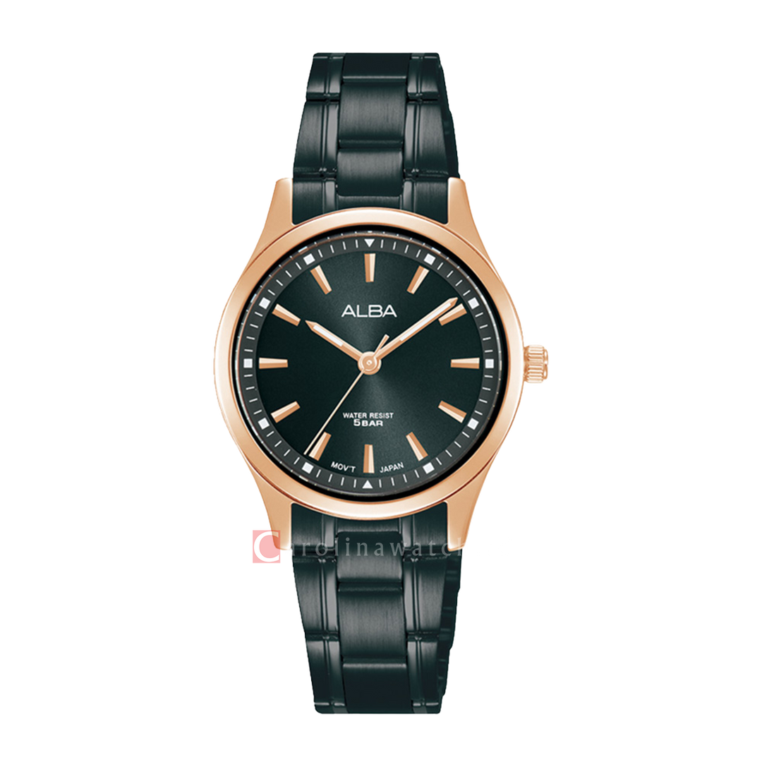 Jam Tangan ALBA ARX024X1 Women Black Dial Black Stainless Steel Strap
