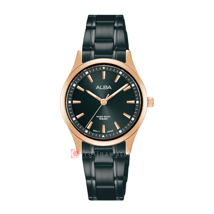 Jam Tangan ALBA ARX024X1 Women Black Dial Black Stainless Steel Strap