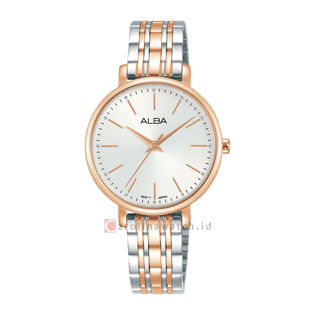 Jam Tangan ALBA Fashion ARX092X1 Women White Dial Dual Tone Stainless Steel Strap