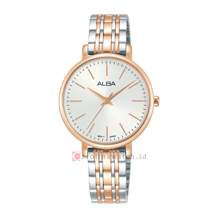 Jam Tangan ALBA Fashion ARX092X1 Women White Dial Dual Tone Stainless Steel Strap