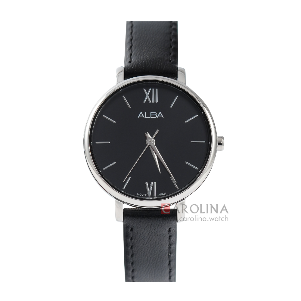 Jam Tangan Alba Prestige ARX103X1 Women Black Dial Black Leather Strap