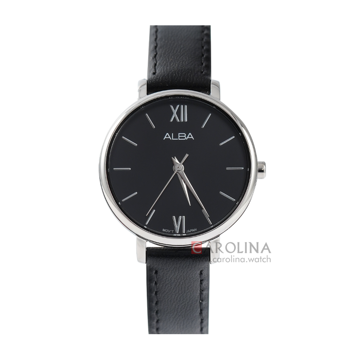 Jam Tangan Alba Prestige ARX103X1 Women Black Dial Black Leather Strap