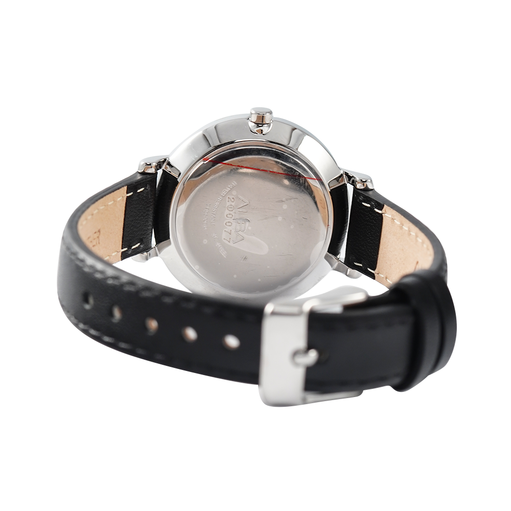 Jam Tangan Alba Prestige ARX103X1 Women Black Dial Black Leather Strap