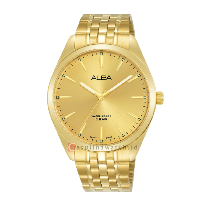 Jam Tangan ALBA ARX116X1 Pria Gold Dial Gold Stainless Steel Strap