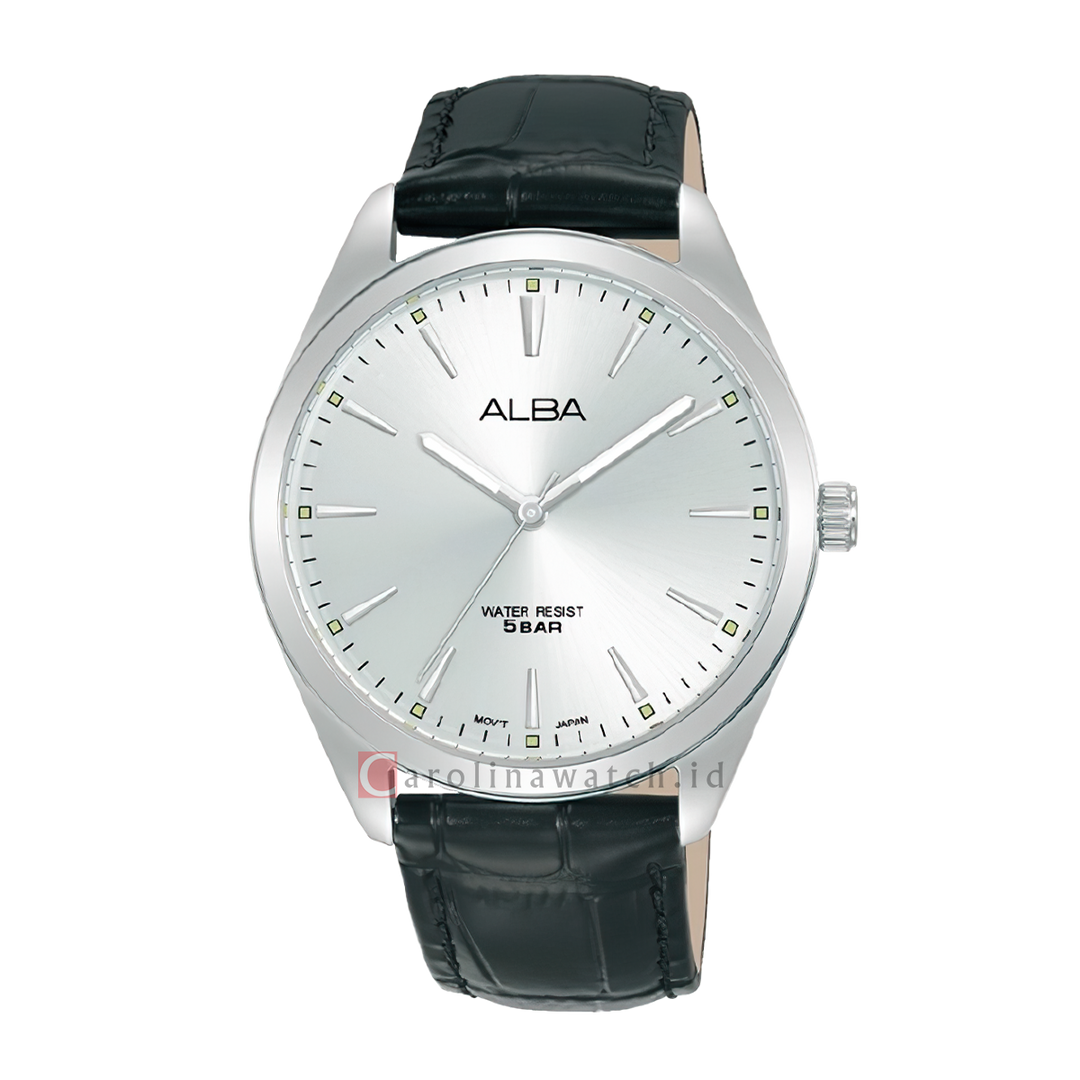 Jam Tangan ALBA ARX119X1 Men White Dial Black Leather Strap