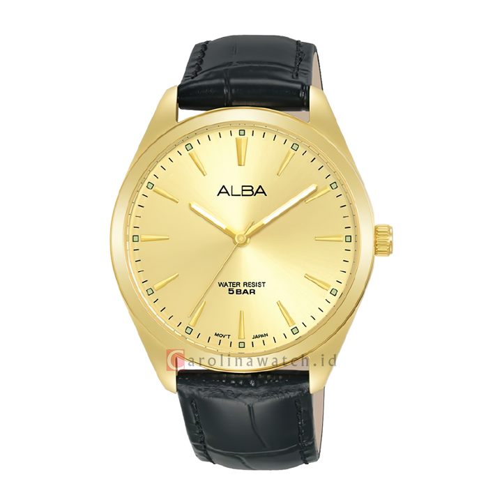 Jam Tangan ALBA ARX122X1 Men Gold Dial Black Leather Strap