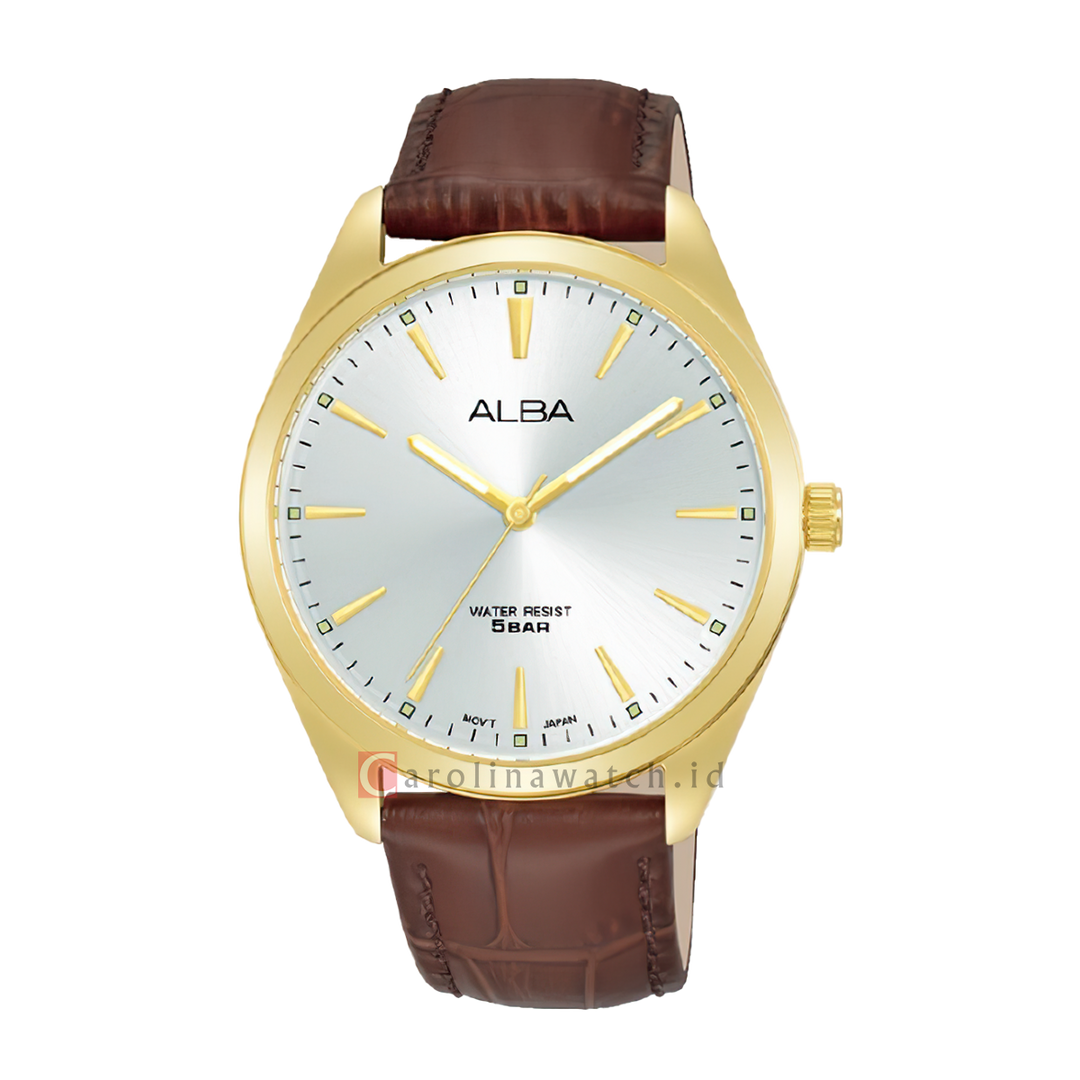 Jam Tangan ALBA ARX124X1 Men White Dial Brown Leather Strap