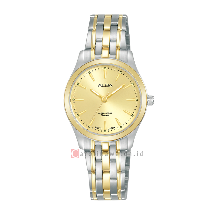 Jam Tangan ALBA Prestige ARX134X1 Women Gold Dial Dual Tone Stainless Steel Strap
