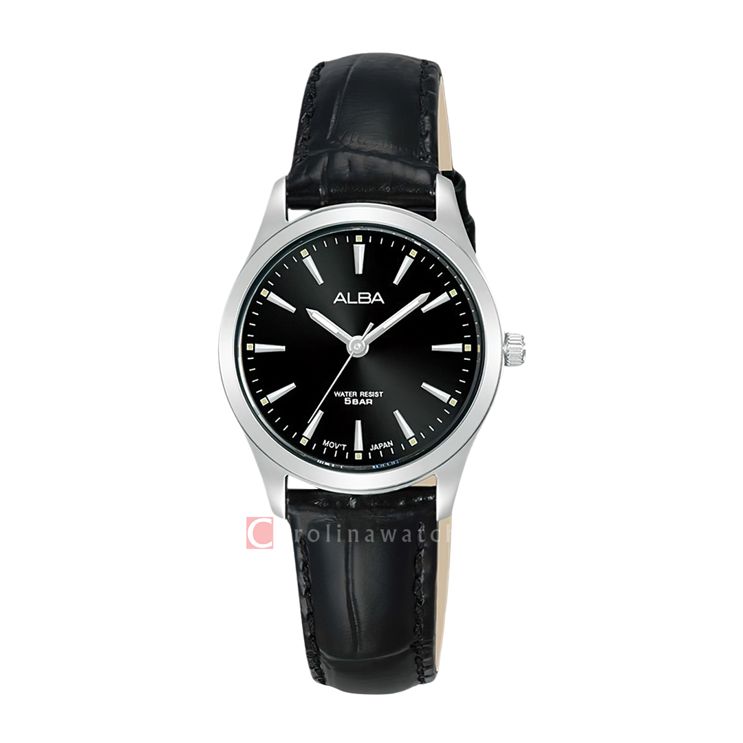 Jam Tangan ALBA ARX139X1 Women Black Dial Black Leather Strap