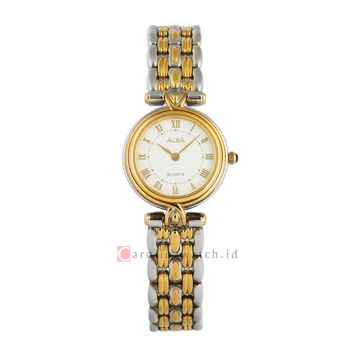 Jam Tangan ALBA ARYJ62X1 Women White Dial Dual Tone Stainless Steel Strap