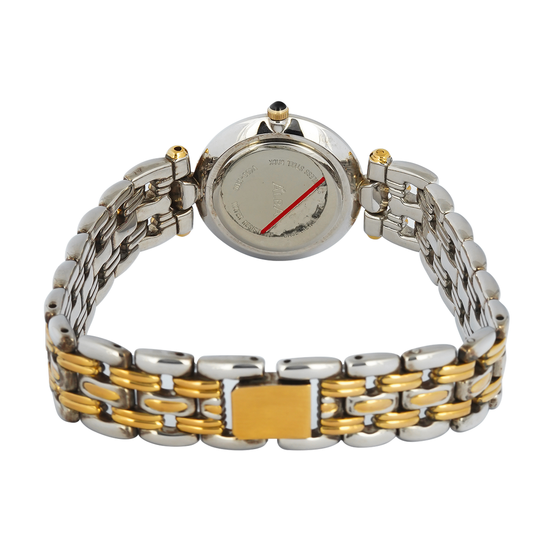 Jam Tangan ALBA ARYJ62X1 Women White Dial Dual Tone Stainless Steel Strap