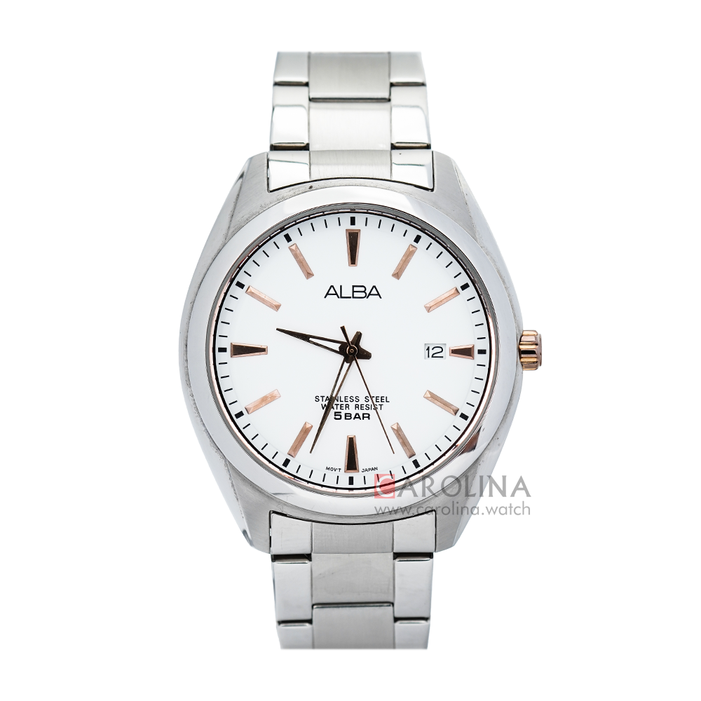 Jam Tangan Alba AS9309X1 Men White Dial Stainless Steel Strap