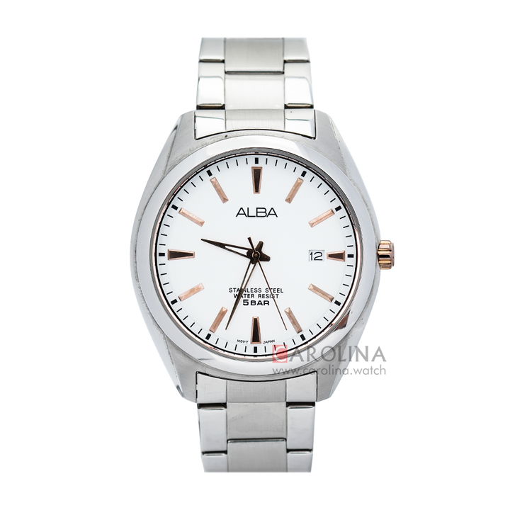 Jam Tangan Alba AS9309X1 Men White Dial Stainless Steel Strap