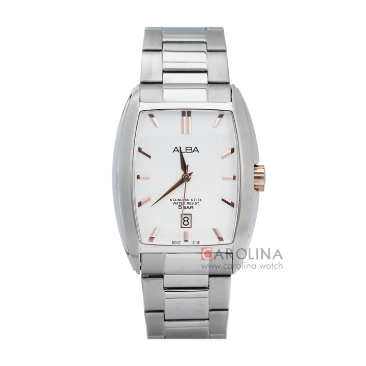 Jam Tangan Alba Prestige AS9785X1 Men White Dial Stainless Steel