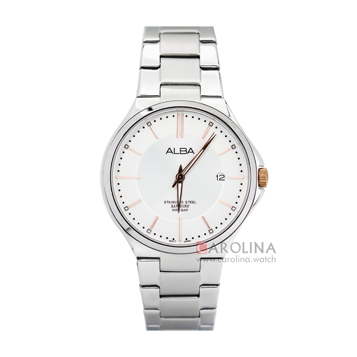 Jam Tangan Alba Prestige AS9B41X1 Men White Dial Stainless Steel Strap