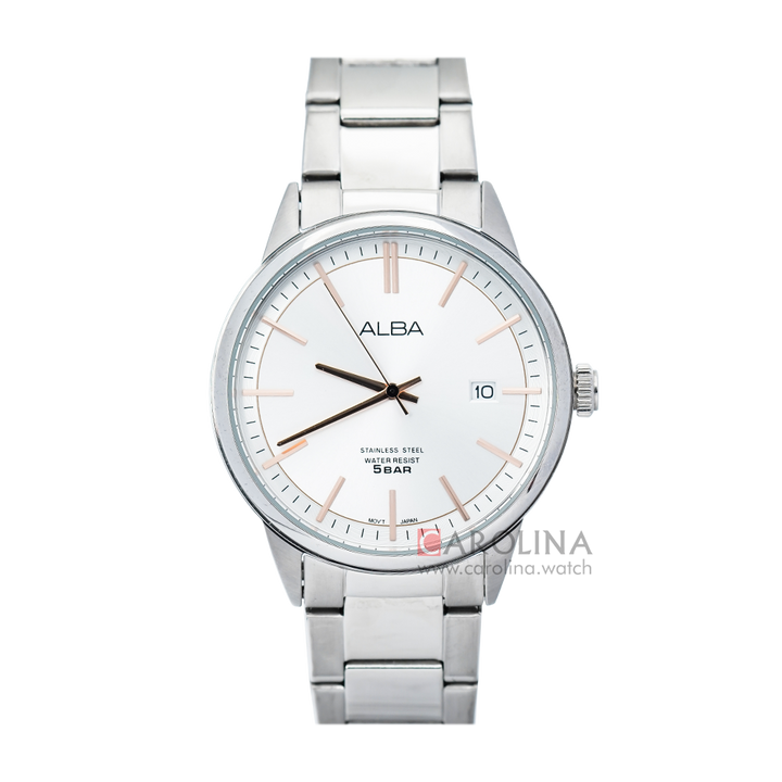 Jam Tangan Alba AS9B85X1 Men Silver Dial Stainless Steel Strap