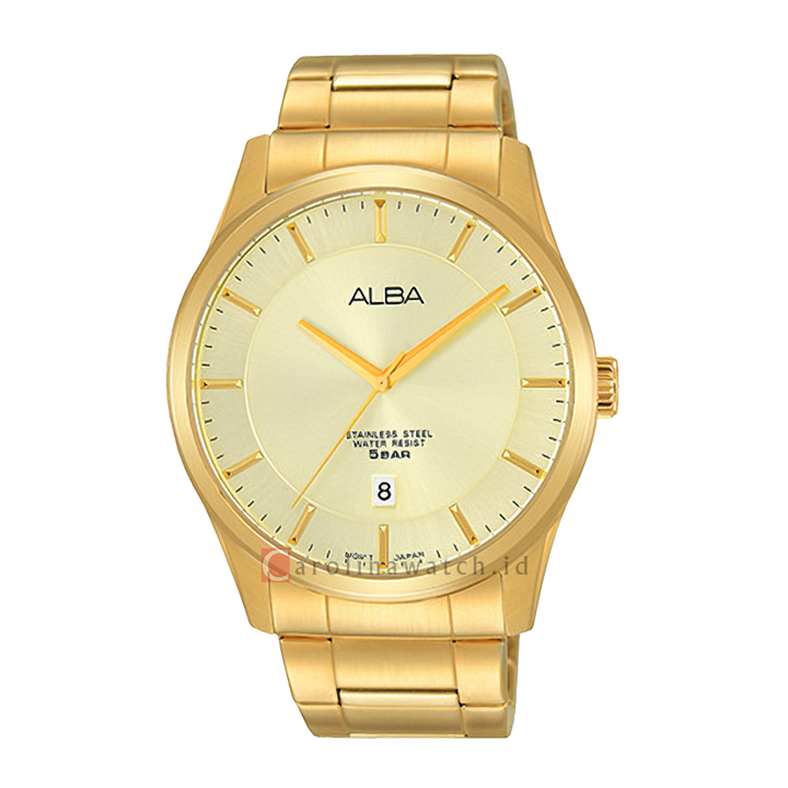 Jam Tangan ALBA Prestige AS9C14X1 Men Champagne Dial Gold Stainless Steel Strap