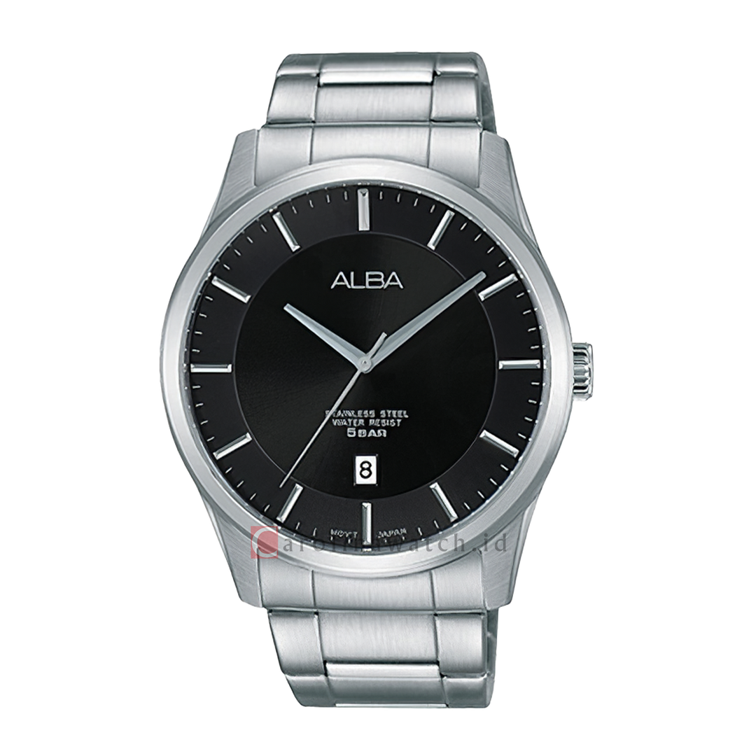 Jam Tangan Alba Prestige AS9C21X1 Men Black Dial Stainless Steel Strap