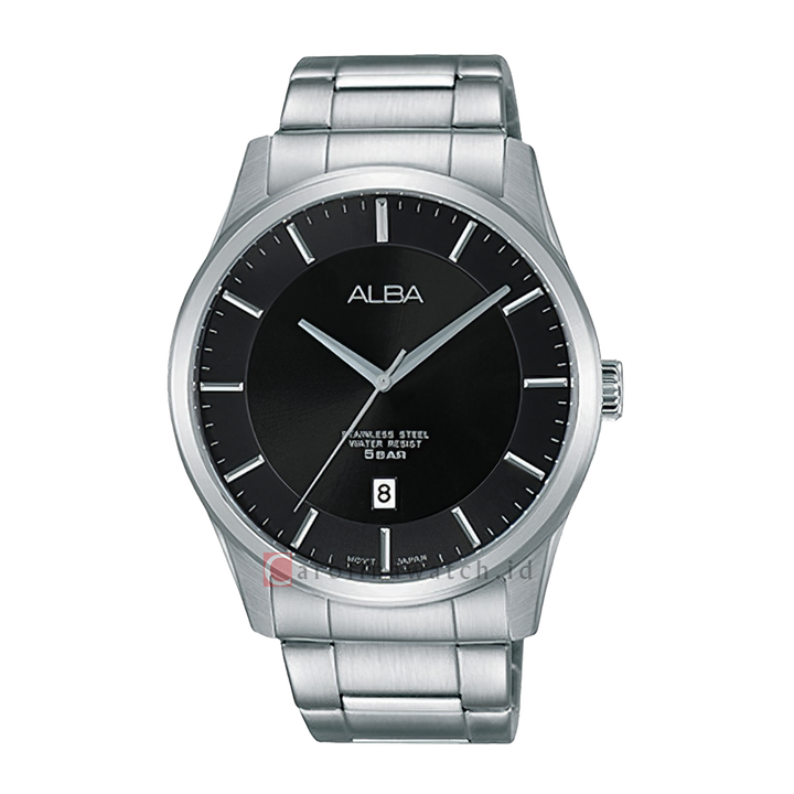 Jam Tangan Alba Prestige AS9C21X1 Men Black Dial Stainless Steel Strap
