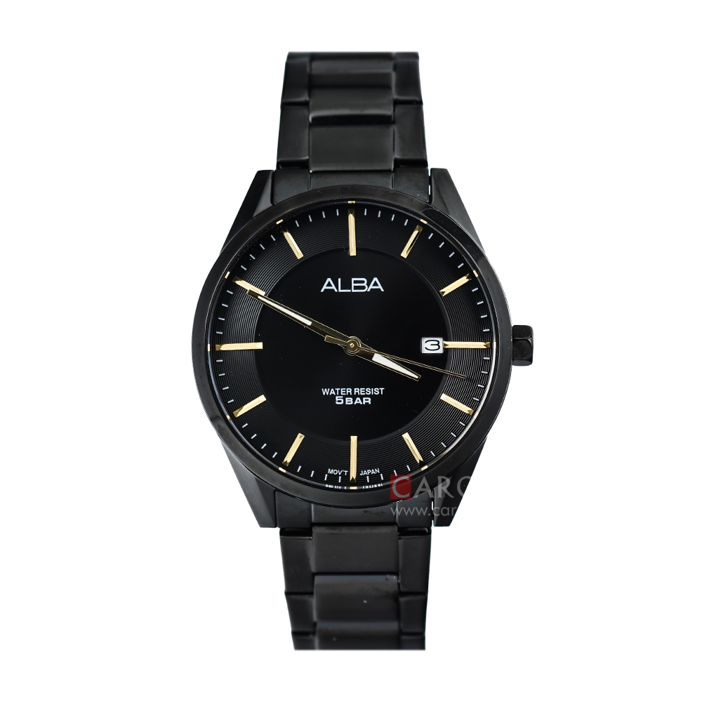 Jam Tangan Alba AS9G41X1 Men Black Dial Black Stainless Steel Strap