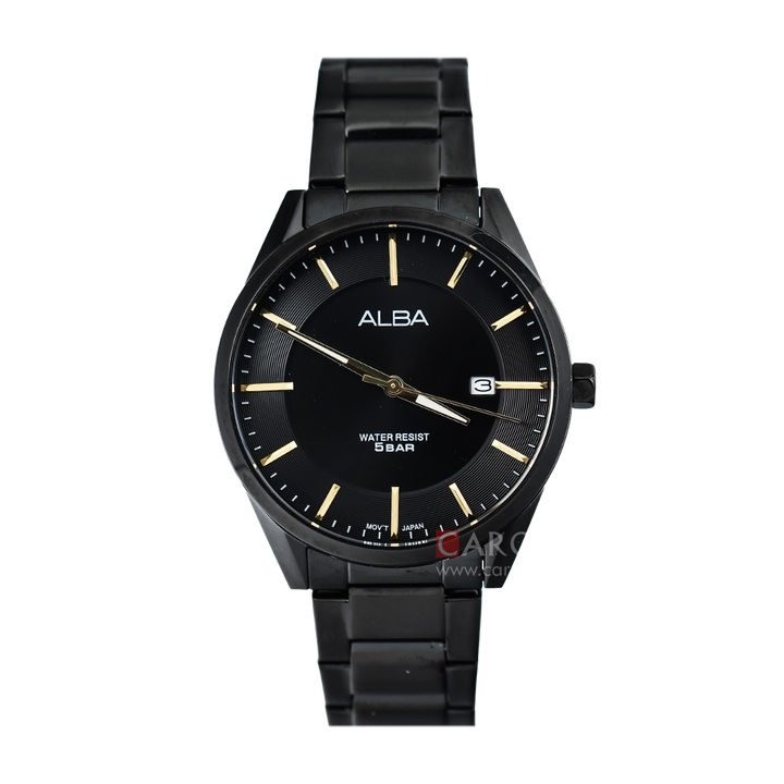 Jam Tangan Alba AS9G41X1 Men Black Dial Black Stainless Steel Strap