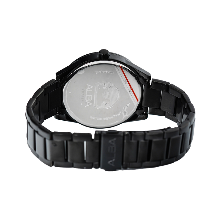 Jam Tangan Alba AS9G41X1 Men Black Dial Black Stainless Steel Strap