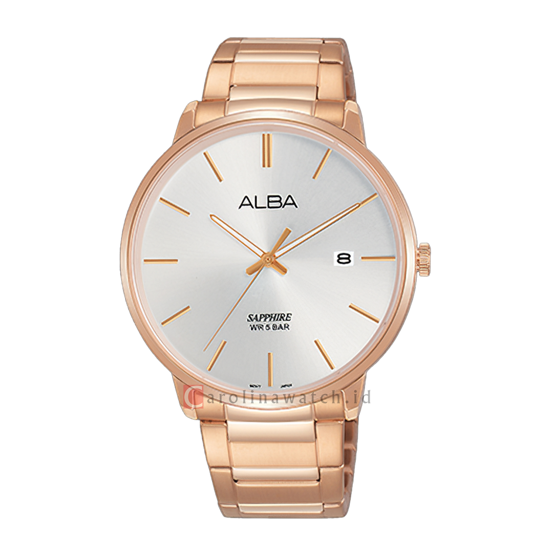 Jam Tangan ALBA Prestige AS9G56X1 Men Silver Dial Rose Gold Stainless Steel Strap